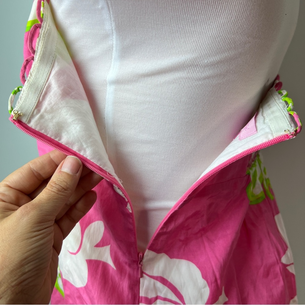 Lilly Pulitzer Strapless Floral Top Pink, White, Green Women’s Size 8 - Picture 4 of 7